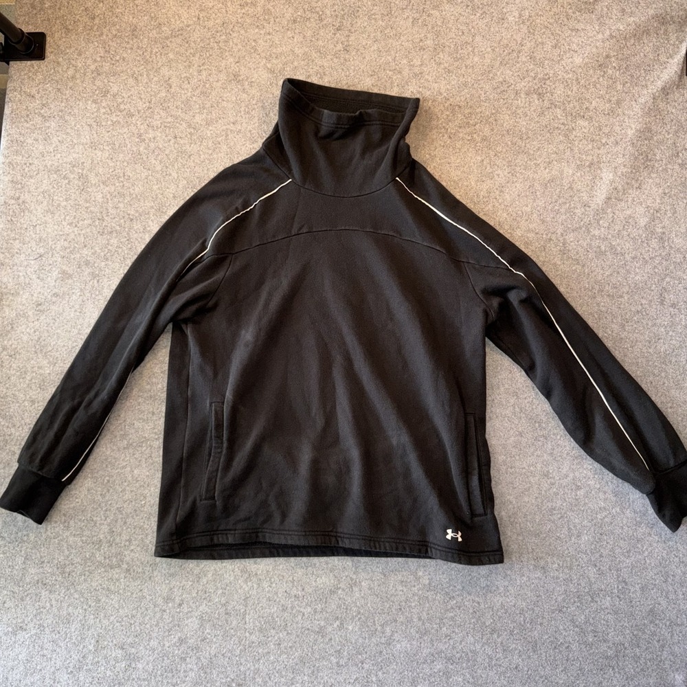 Under Armour Rival Fleece Funnel Neck Sweatshirt Medium‎ Black Cotton Blend